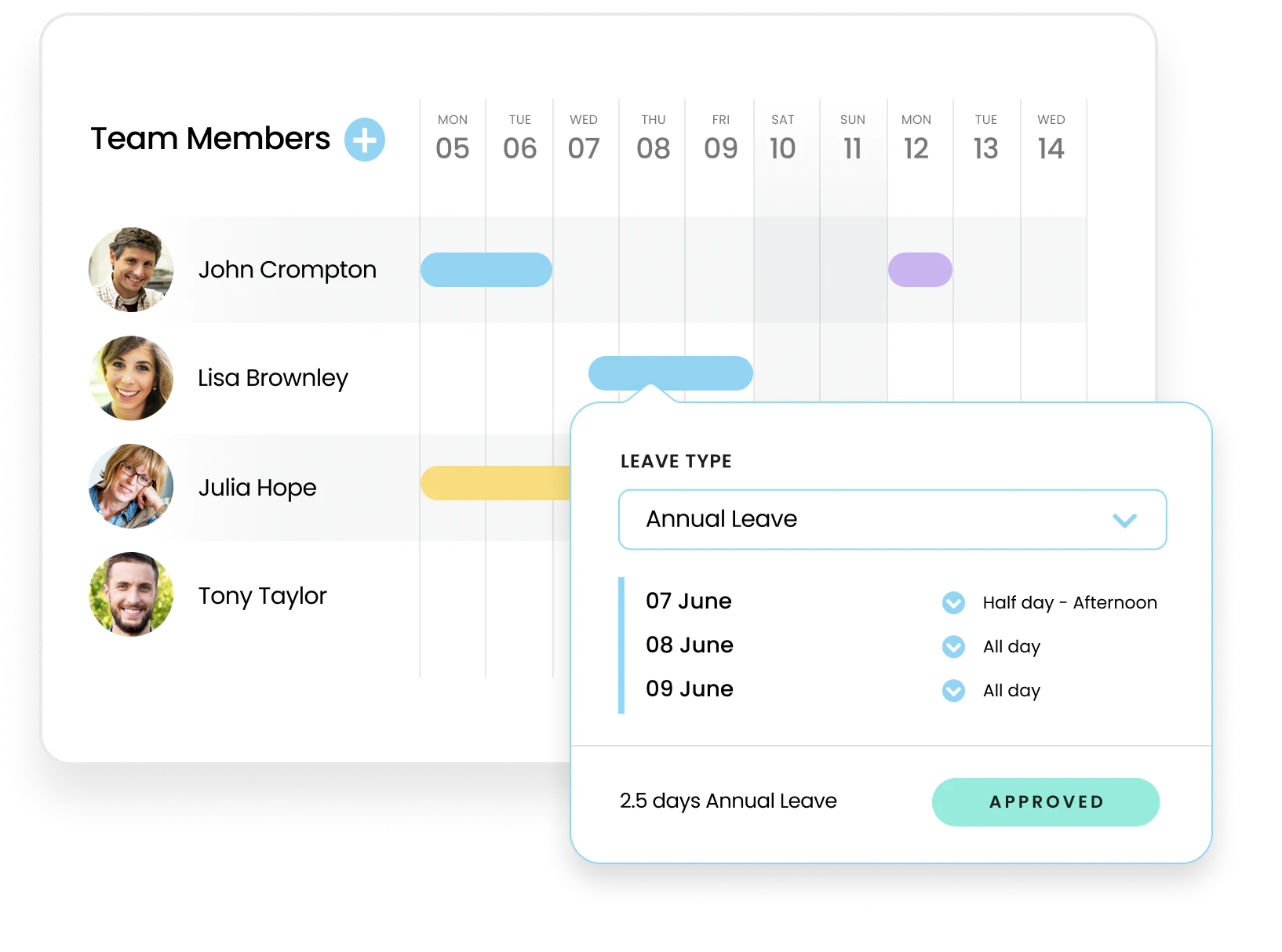 screenshot of Leave Dates